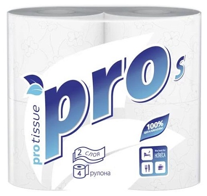 Туалетная бумага 2х-слойная PRO Tissue белая, 4 рулона, С-160 (х1/24) [упаковка]