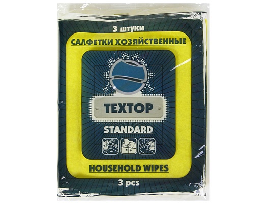 Салфетки из вискозы 3 шт. 35х35см (в ассортименте) "Комфорт", фланель 90 г/кв.м Текстоп (х1/100)